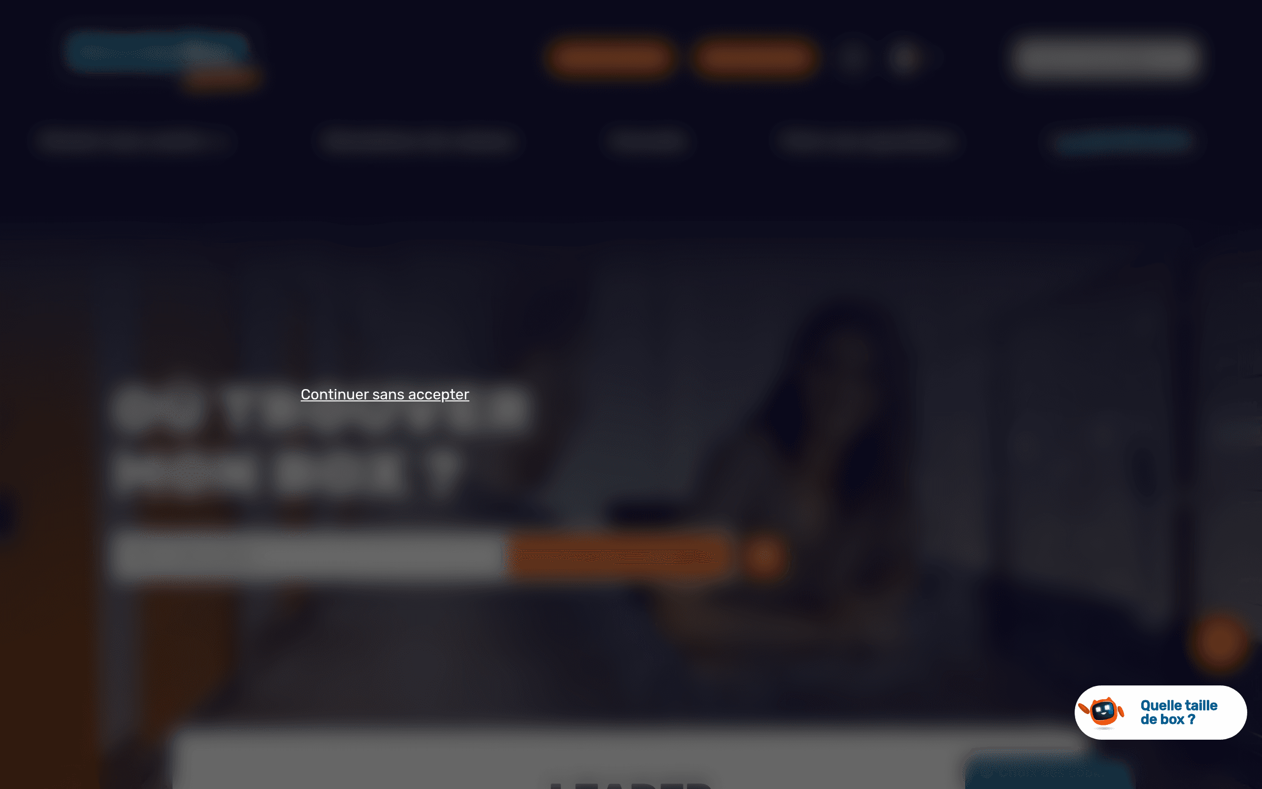 Capture d'écran du site mondial box, service de fournitures de déménagement