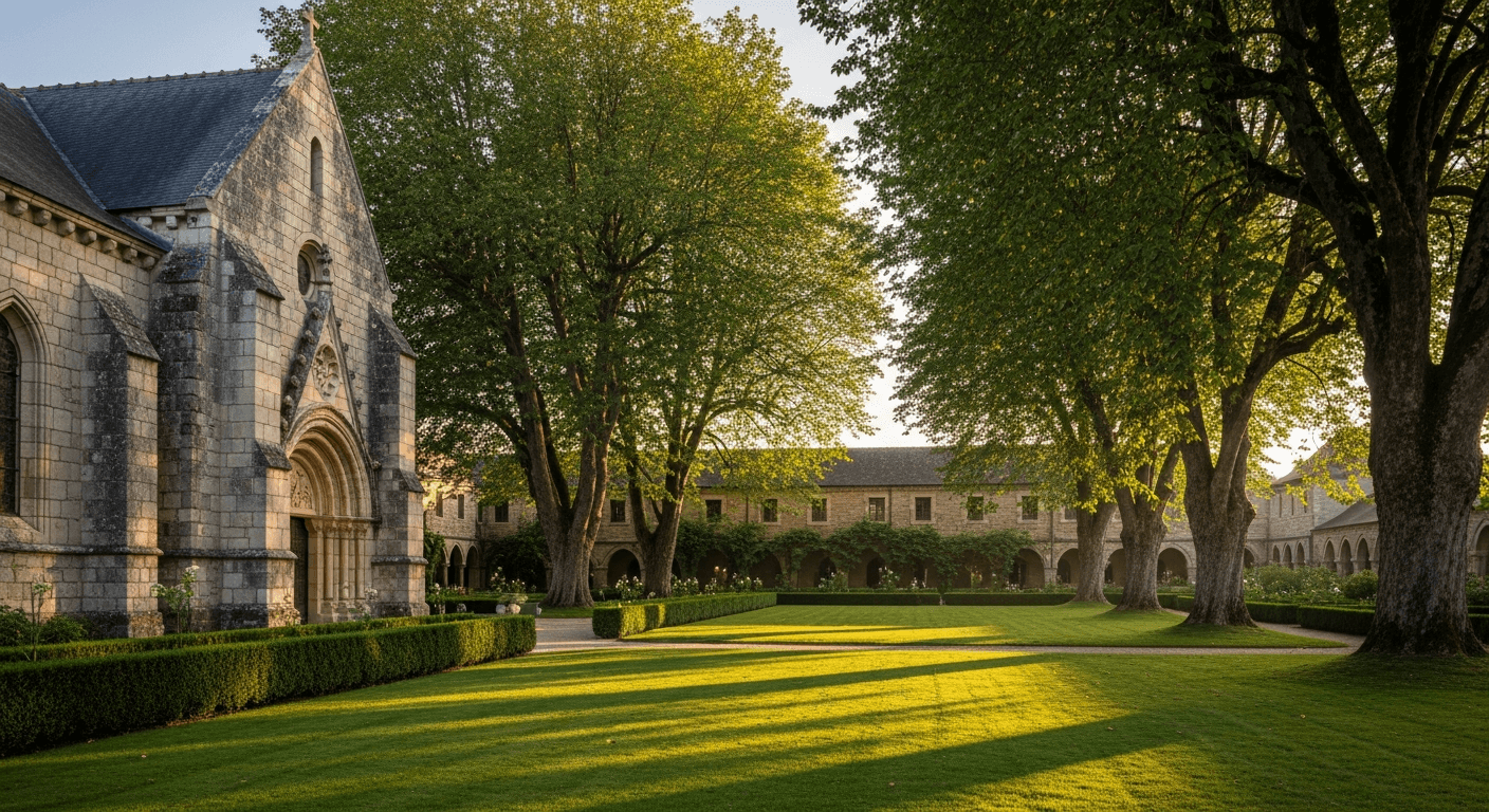 Jardin verdoyant et paisible du couvent Saint-Gildard, sanctuaire Bernadette à Nevers